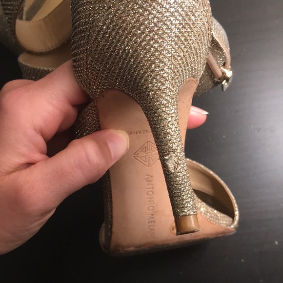 Antonio Melani Gold Sparkly Stiletto High Heels - Picture 2 of 5